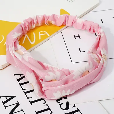Women's Forest Flower Elastic Cross Hairband Pink - Shop at LoveMi