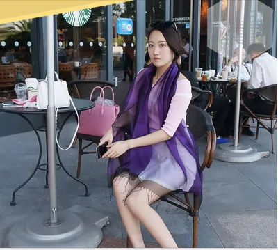 Women's Spring And Summer Silk Scarf Shawl Purple - Shop at LoveMi