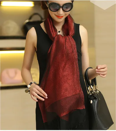 Women's Spring And Summer Silk Scarf Shawl Wine - Shop at LoveMi