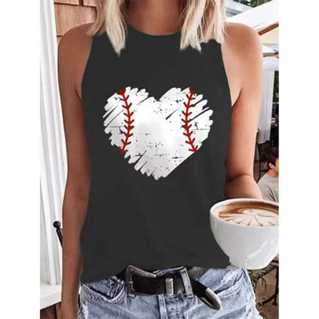 Women's Sleeveless Tank Top Baseball Print T Shirt Color5 - Shop at LoveMi