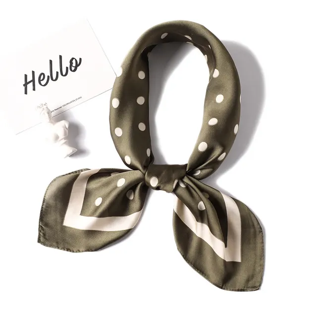 Fashion Polka Dot All match Women's Professional Silk Scarf Army Green - Shop at LoveMi