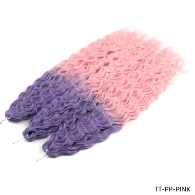 Chemical Fiber Water Ripple Crochet Curls Hair Extensions Tt Pp Pink - Shop at LoveMi