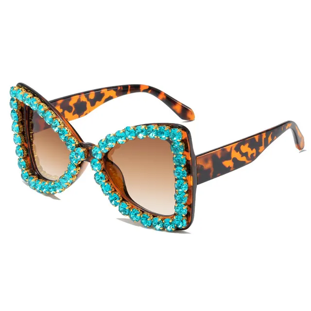 Ladies Fashion Personality Butterfly Frame Sunglasses Leopard Frame Gradient Tea - Shop at LoveMi