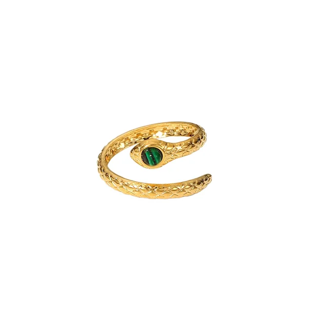 Vintage 18K Gold Plated Stainless Steel Snake Ring Charm Gold - Shop at LoveMi
