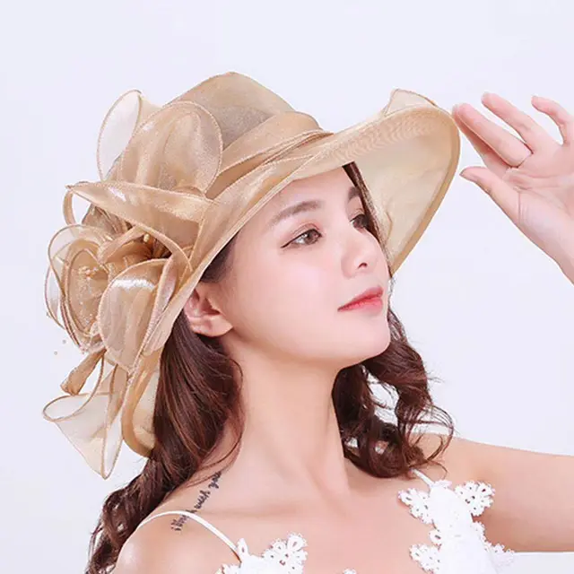 Fashion Gauze Flower Hat Wedding Dress Shadow Khaki Green - Shop at LoveMi