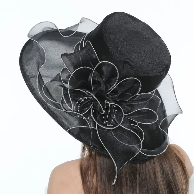 Vintage Flower Mesh Sunbonnet Organza Beach Black - Shop at LoveMi
