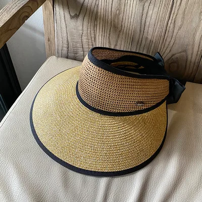 Ladies Summer Shade Sunscreen Foldable Straw Hat Coffee - Shop at LoveMi
