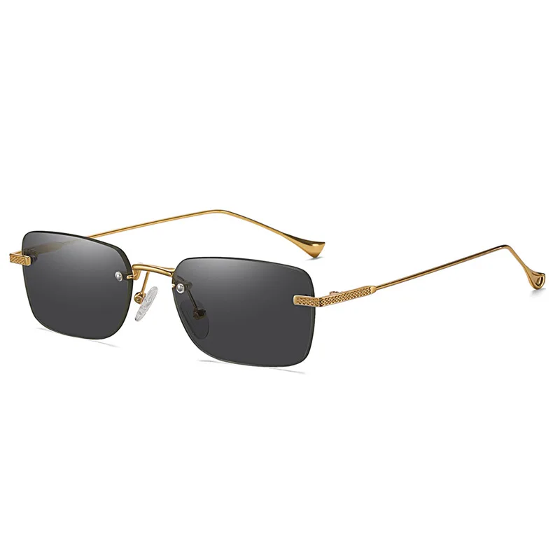 Jett Frameless Computer Cut Square Small Frame Sunglasses - C1
