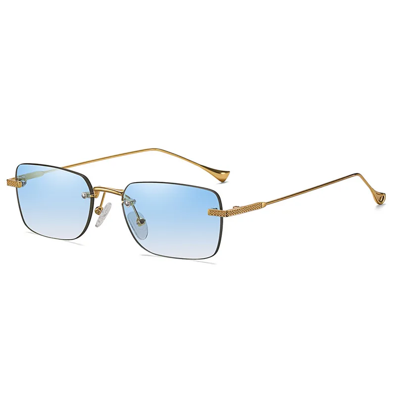 Jett Frameless Computer Cut Square Small Frame Sunglasses - C6