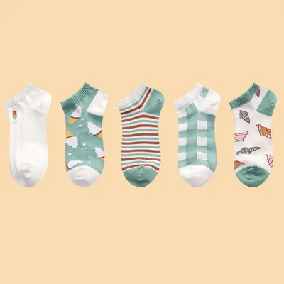 Embroidered Cartoon Fruit Strawberry Ice Cream Boat Socks Sweet Wild Socks Ice Cream - Shop at LoveMi