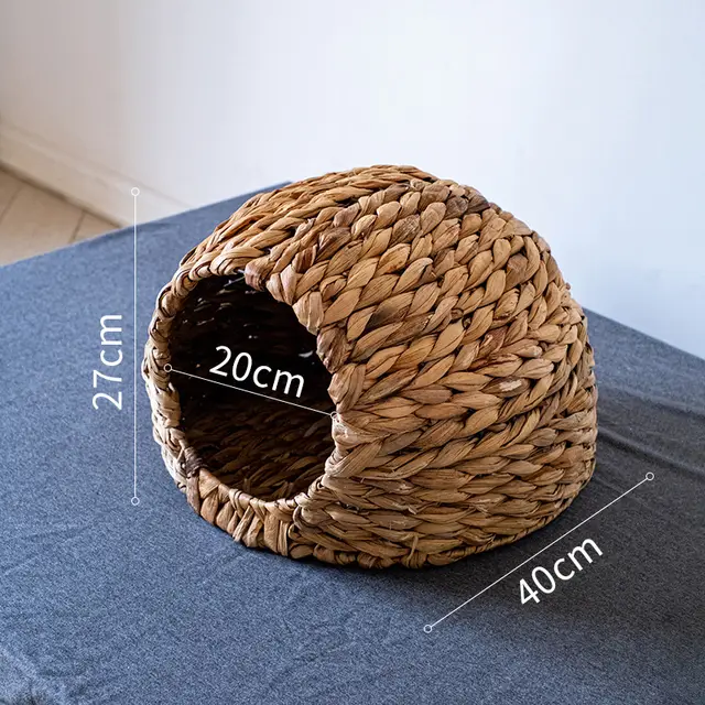 Natural Handmade Straw Breathable Pet Nest Water Hyacinth Straw Cat Litte - Shop at LoveMi