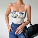 Deep V Corset Beautiful Back Floral Print Small Sling - Floral - View 1