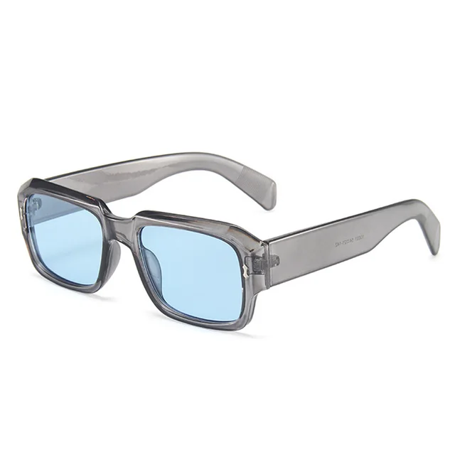 Jelly Color Simple Retro Polygonal Glasses Transparent Grey Blue - Shop at LoveMi