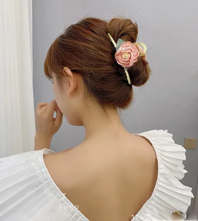 Women's Summer French Style Elegant Hairpin Pink Rose - Shop at LoveMi