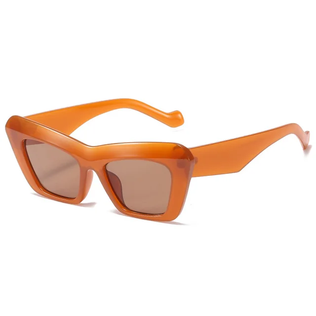 Women's Retro Hip Hop Triangle Cat Eye Sunglasses Tea - Shop at LoveMi