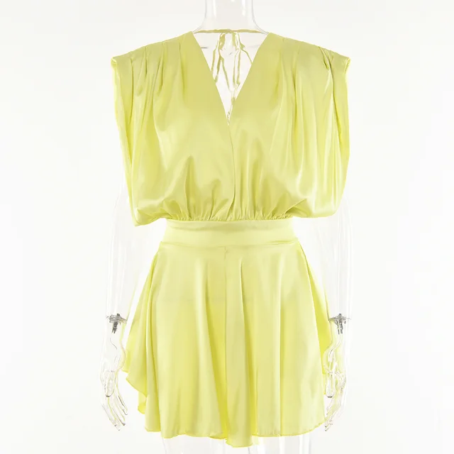 Women's Loose Design Culottes Jumpsuit Tops Yellow - Shop at LoveMi