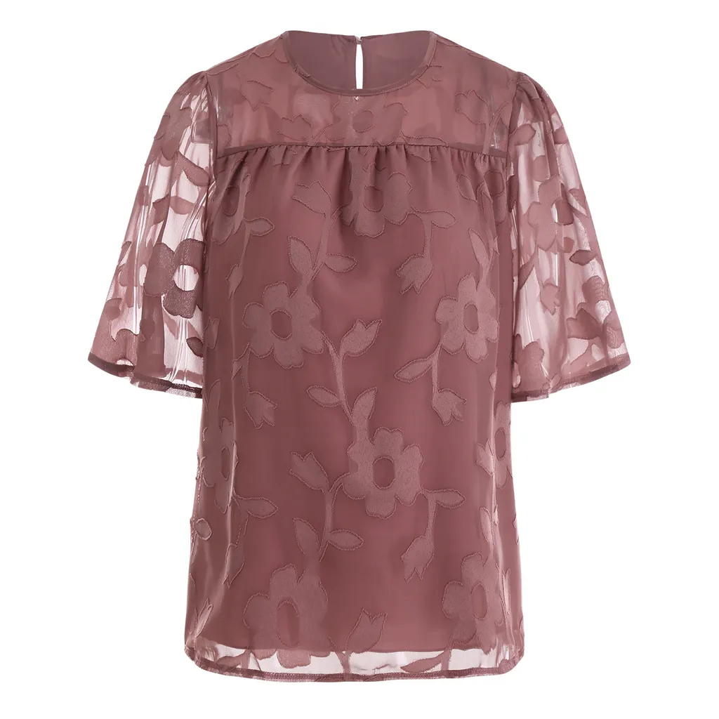 Fashion Loose Print Chiffon Shirt - Light Pink
