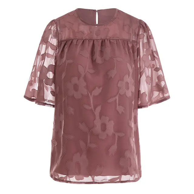Fashion Loose Print Chiffon Shirt Light Pink - Shop at LoveMi