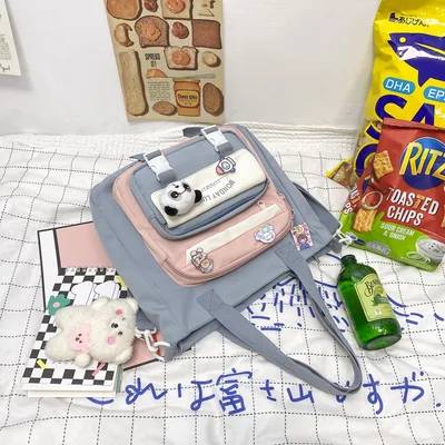 Schoolgirls' Plaid Fashion Canvas Bag For College Students Blue - Shop at LoveMi