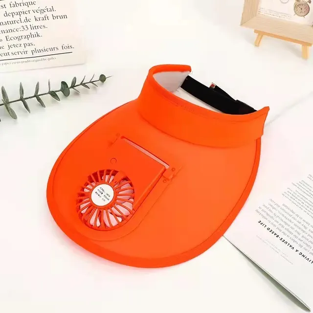 Summer Outdoor Sunscreen Empty Top Electric Fan Hat Orange - Shop at LoveMi
