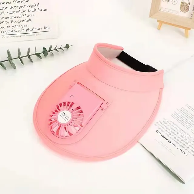 Summer Outdoor Sunscreen Empty Top Electric Fan Hat Pink - Shop at LoveMi