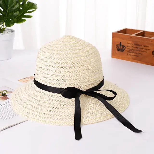 Women's Summer Seaside Sunscreen Breathable Straw Hat Milk White - Shop at LoveMi