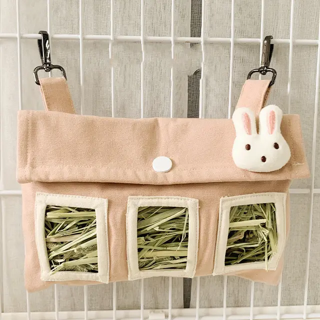 Rabbit Large Capacity Canvas Straw Bag Orange Pink - Shop at LoveMi