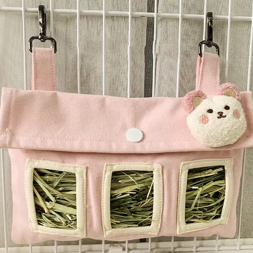 Rabbit Large Capacity Canvas Straw Bag Pink - Shop at LoveMi