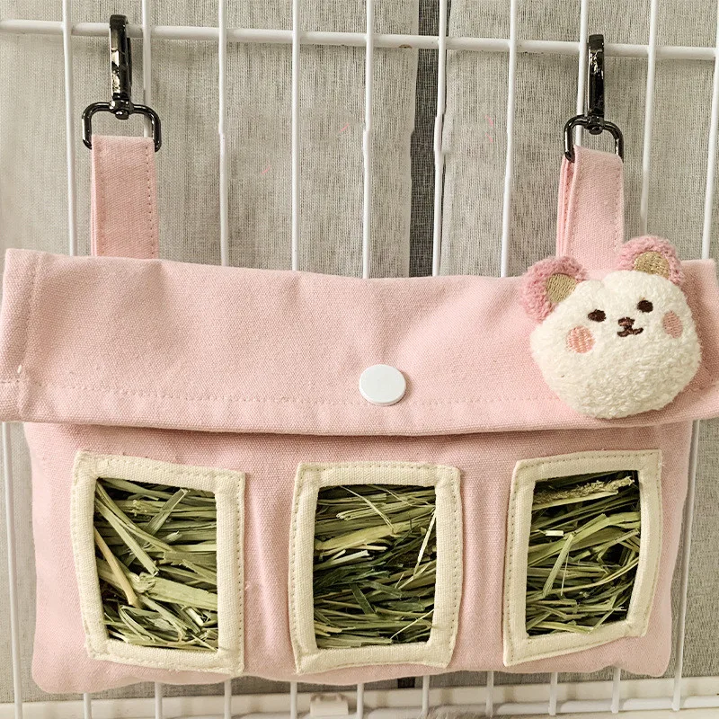 Rabbit Large Capacity Canvas Straw Bag - Pink - View 1