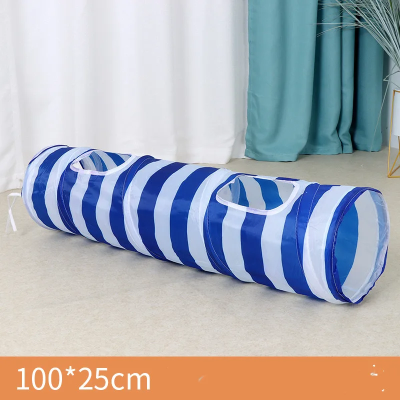 Donut Cat Nest Tunnel Four Seasons Universal Toy Maze Straight Blue Stripe - Shop at LoveMi