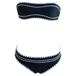 Solid Colour European Beauty Split Bikini Swimsuit - Black