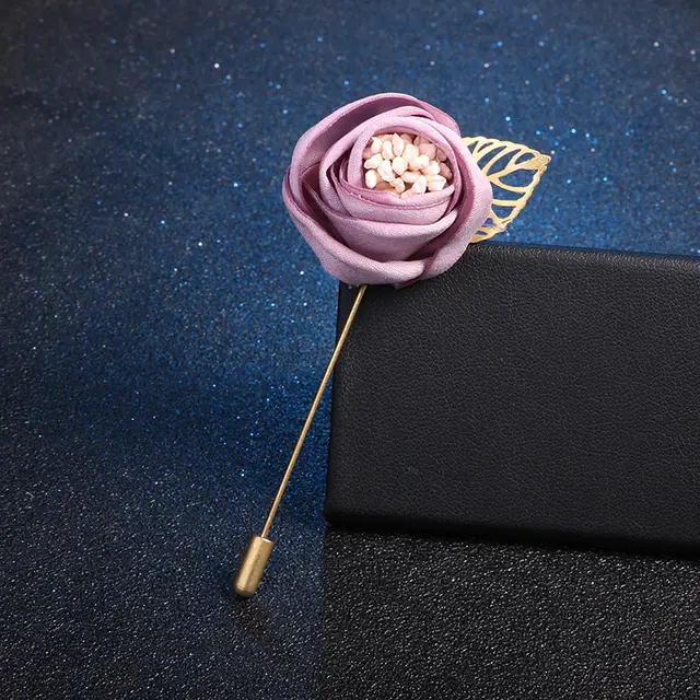 Fashion Long Needle Bud Fabric Brooch Purple - Shop at LoveMi