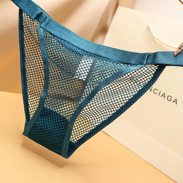 European And American Women's Sexy Mesh Transparent Panties Blue - Shop at LoveMi
