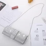 Women's One Shoulder Portable Messenger Evening Bag - Silver