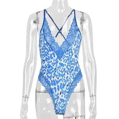 Cutout Striped One Piece Sling Swimsuit Women's Blue - Shop at LoveMi