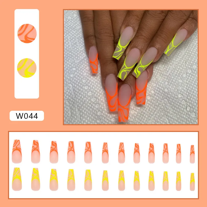 Wear Armor Long European And American Nail Tips - W044 Fluorescent Ballet