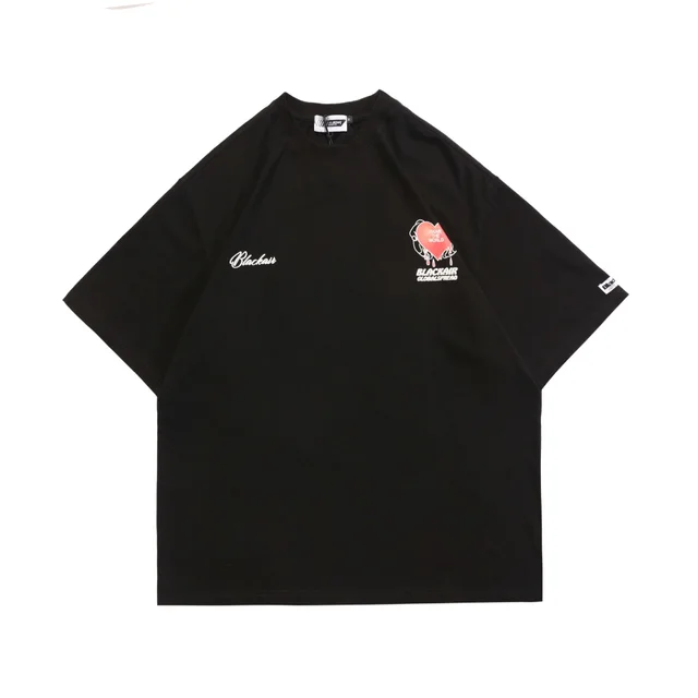 Niche Street Retro Short sleeved T shirt Men Black - Shop at LoveMi