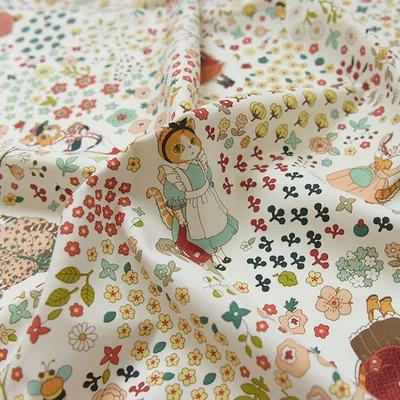Cartoon Printing And Dyeing Latte Cat 20's Cotton Fabric Latte Cat - Shop at LoveMi