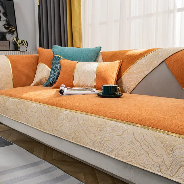 Leather Light Luxury Wind Chenille Sofa Cushion Cover Orange - Shop at LoveMi