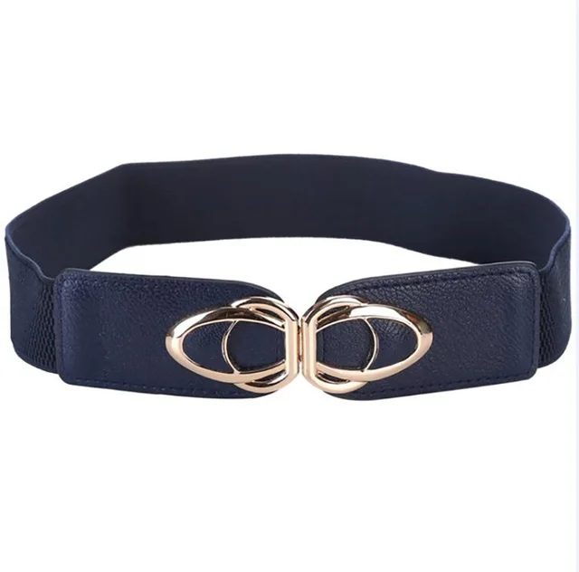Women's Pu Leather Elastic Wide Belt Navy Blue - Shop at LoveMi