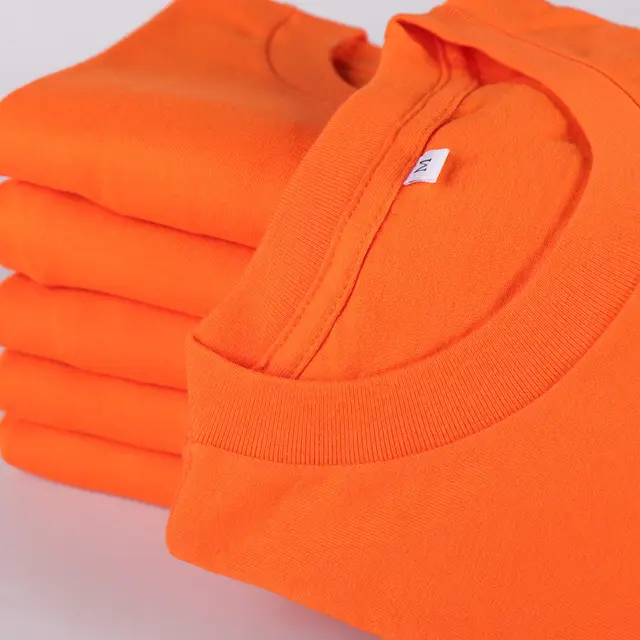 Solid Color Cotton Men's And Women's Short sleeved T shirts Orange - Shop at LoveMi