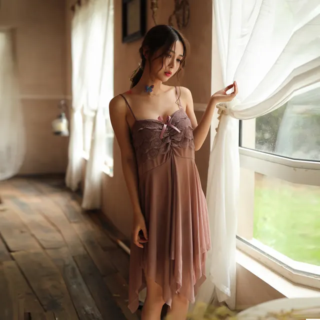 Women's Backless Lace Pattern Home Pajamas Pink - Shop at LoveMi