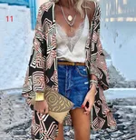 Casual Resort Doll Sleeve Cardigan Print Top Cardigan - 11Color-5Xl - View 1