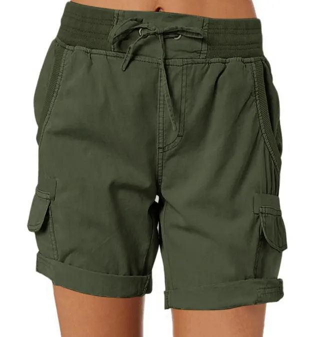 Women's Casual High Waist Cargo Shorts Dark Green - Shop at LoveMi