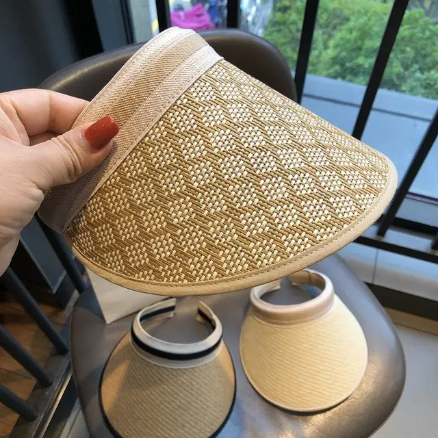 Shade Straw Plaid Sun Hat Diamond Khaki - Shop at LoveMi