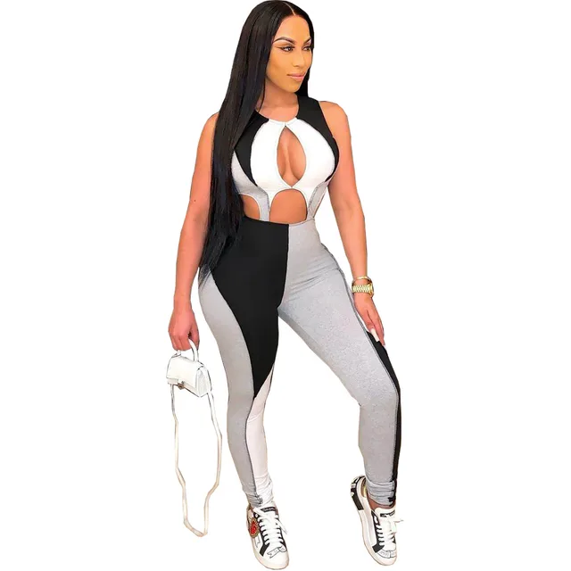 Women's Multicolor Panel Cutout Jumpsuit White - Shop at LoveMi