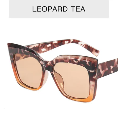 Women's Fashion Catwalk Large Frame Cat Eye Sunglasses Leopard Print On Tea - Shop at LoveMi