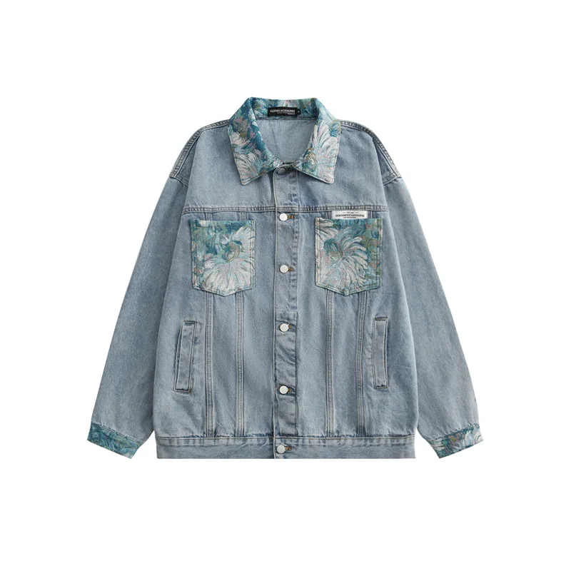 Couple's New Printed Loose Denim Jacket Blue - Shop at LoveMi