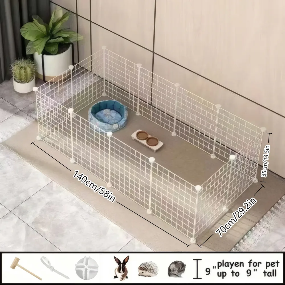 Small Dog Indoor Home Isolation Fence Cage - White Checkered 12