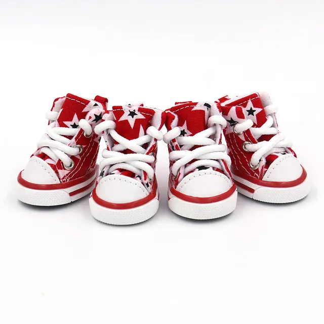 A Pair Of Soft Small Dog Four Season Canvas Shoes Red - Shop at LoveMi